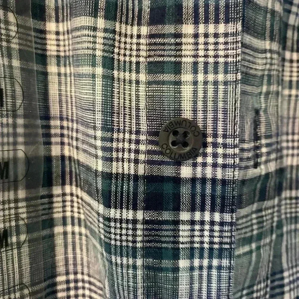 Columbia Mens blue green‎ plaid short sleeve button down cotton shirt Size M